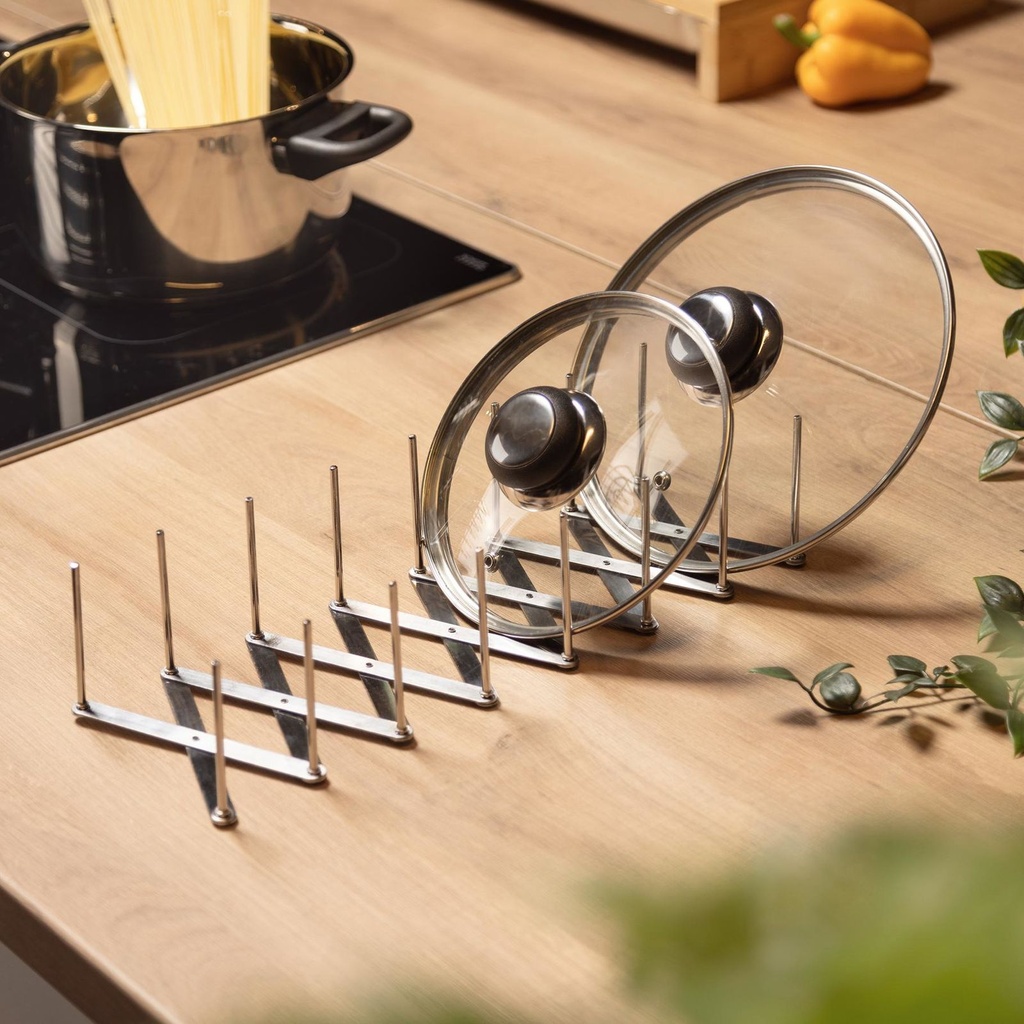 Ausziehbarer Topfdeckelhalter aus Edelstahl 9,5–80cm