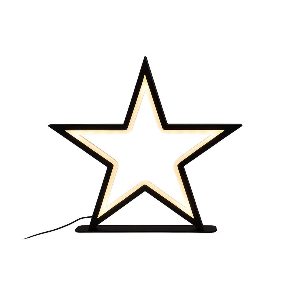 LED Metallstern schwarz 34 cm mit 70 warmweißen LEDs für Innen