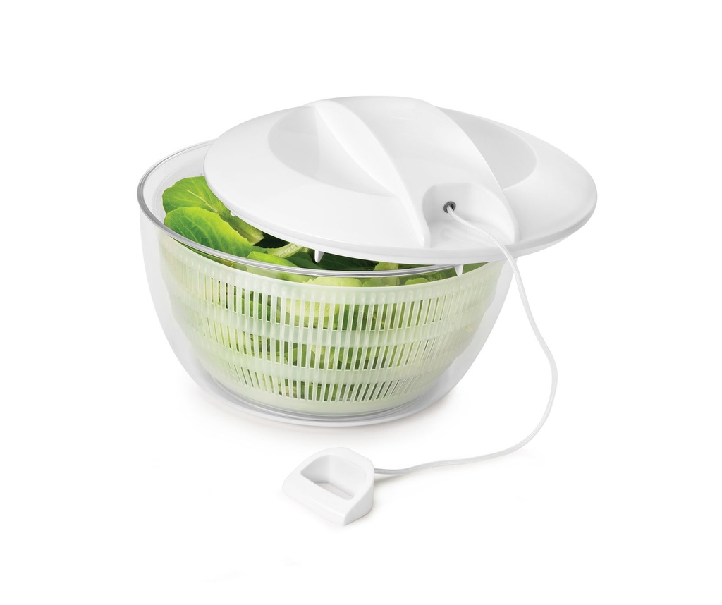 Salatschleuder 24 cm mit Seilzug, 4 L, Kunststoff weiß/transparent