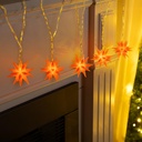 LED Lichterkette Sterne orange 5 warm weiße LEDs 6 cm Ø Timer