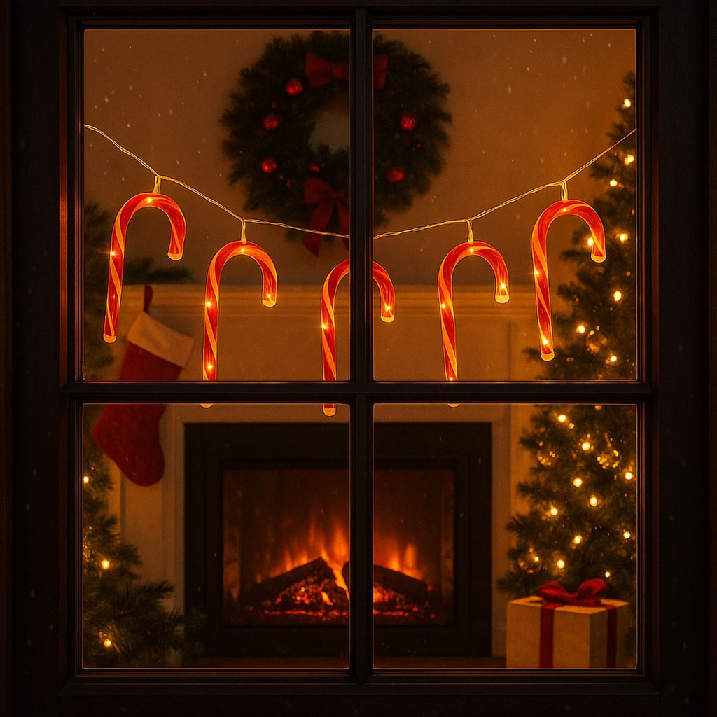 40 LED Zuckerstangen Lichterkette rot weiß Innen 180 cm Kunststoff