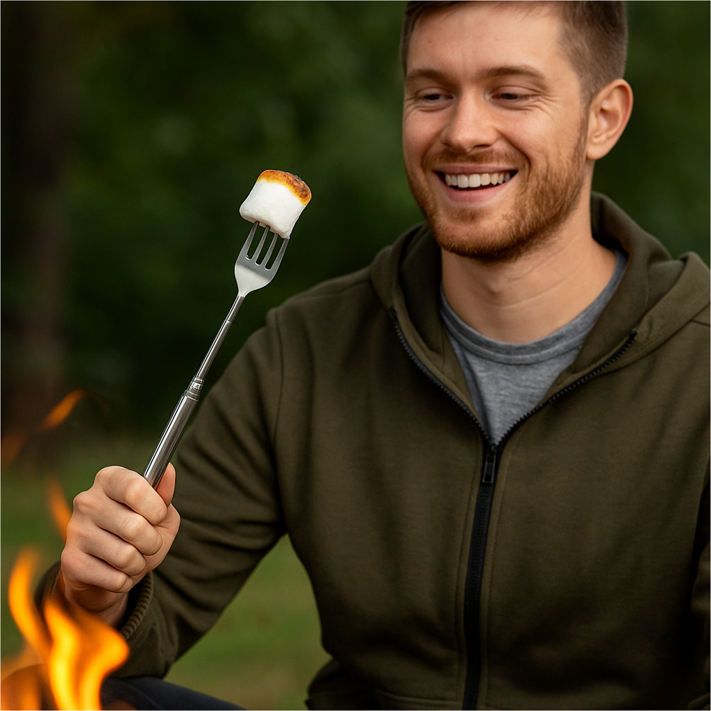 Ausziehbare Gabel teleskopierbar Silber Metall 22-64 cm Camping Grill