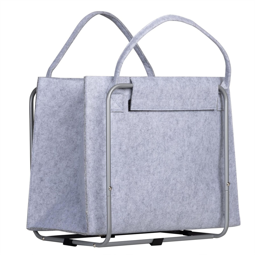 [18311] Zeitungsständer Filz mit Metallgestell grau Zeitungskorb 45x25x35cm