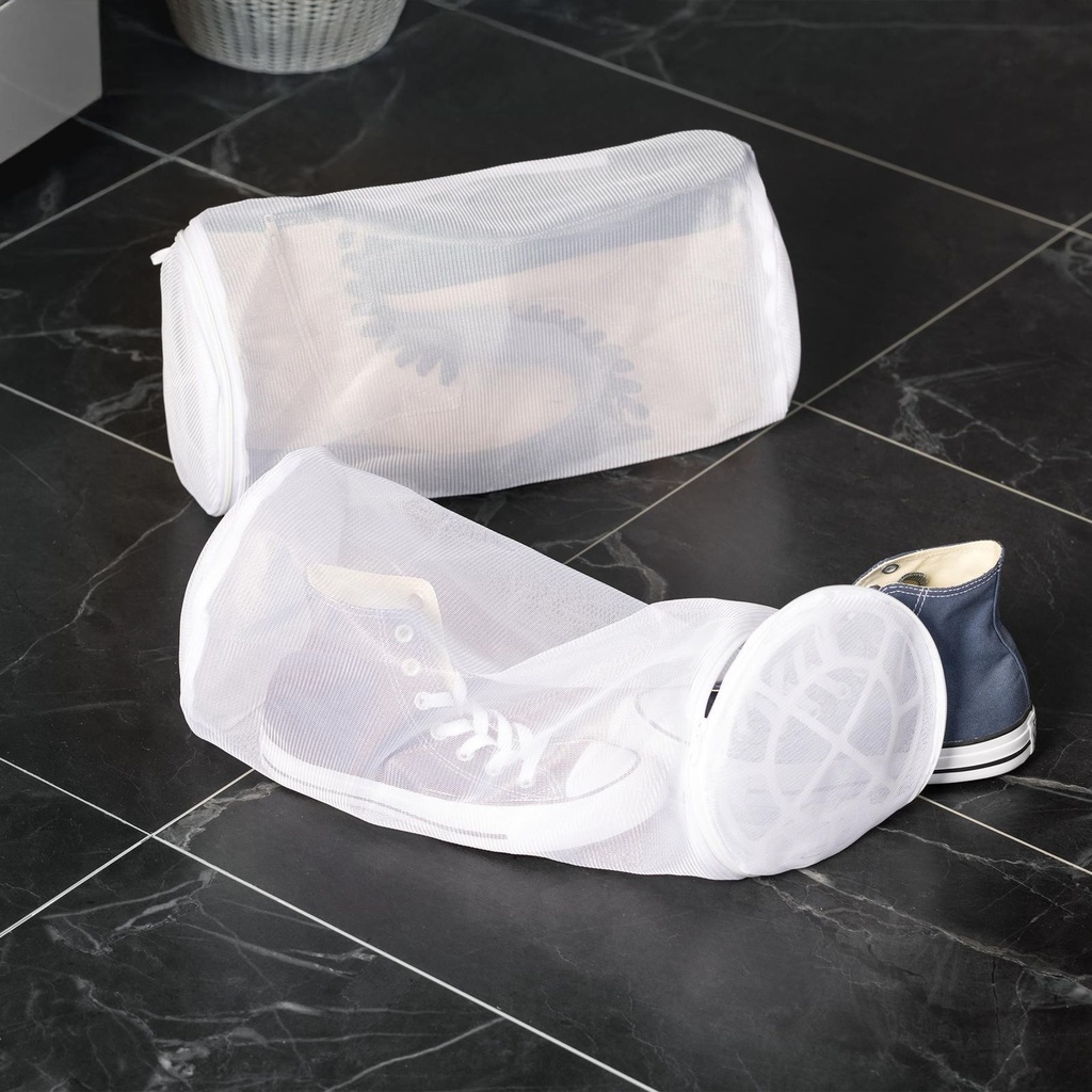 Wäschenetz für Schuhe 2er Set weiß aus Polyester Ø18x38cm